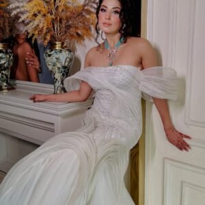 ivory structured gown